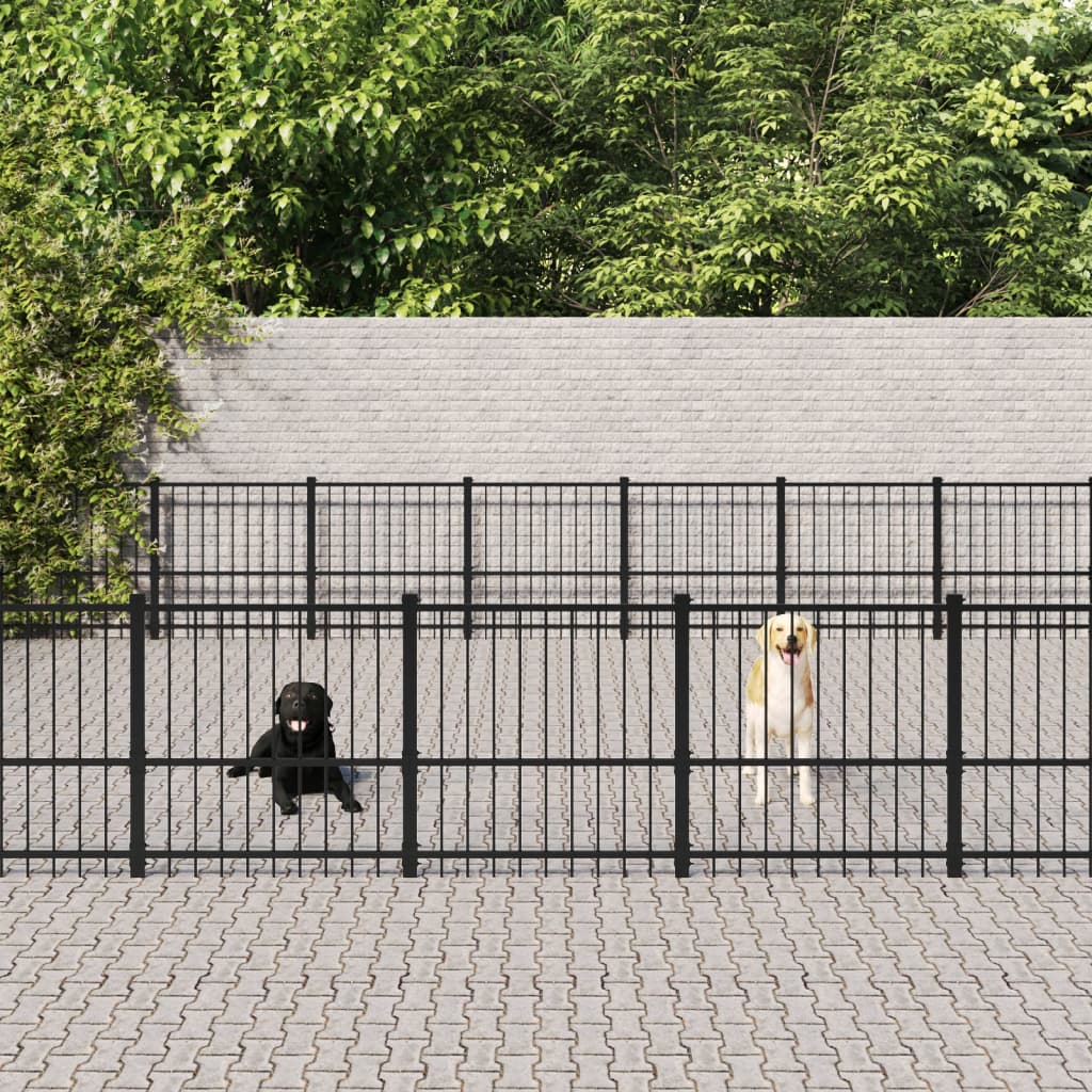 Vidaxl -Hundezwinger für außerhalb von 46,1 m² Stahl