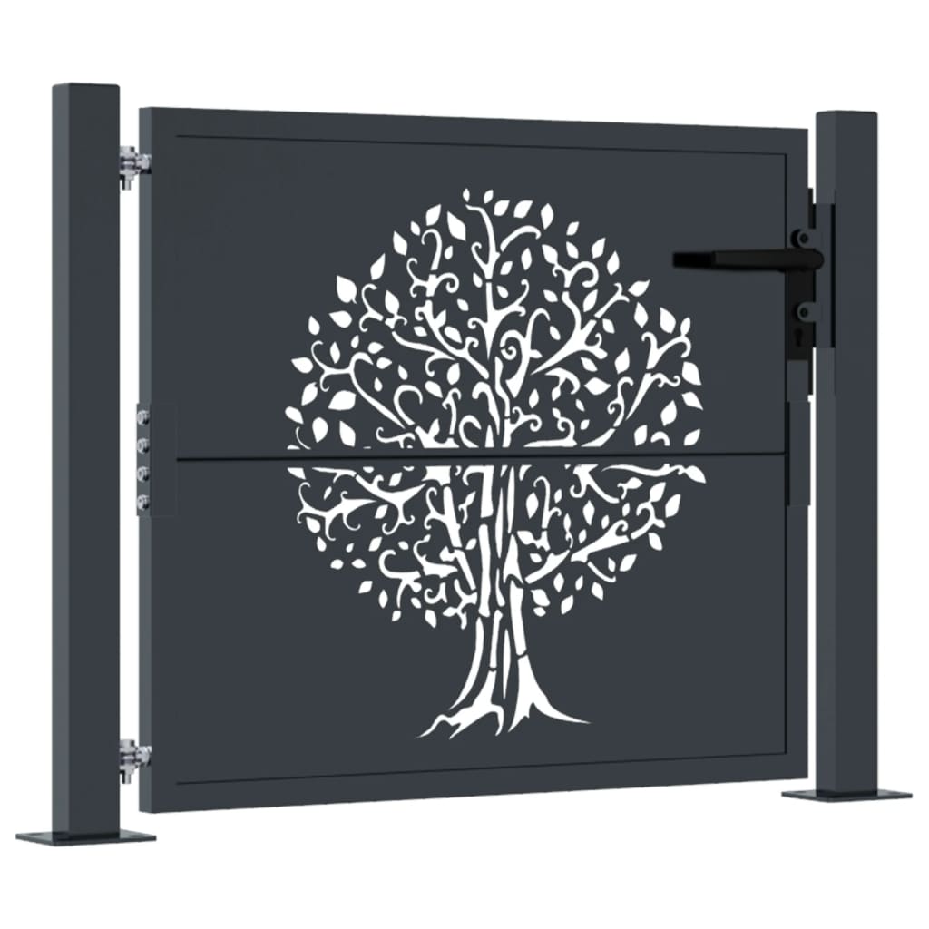 VIDAXL -Port 105x80 cm mit Baumdesign Stahl Anthrazit -gelöscht