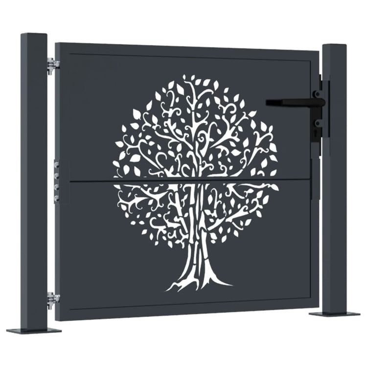 VIDAXL -Port 105x80 cm mit Baumdesign Stahl Anthrazit -gelöscht