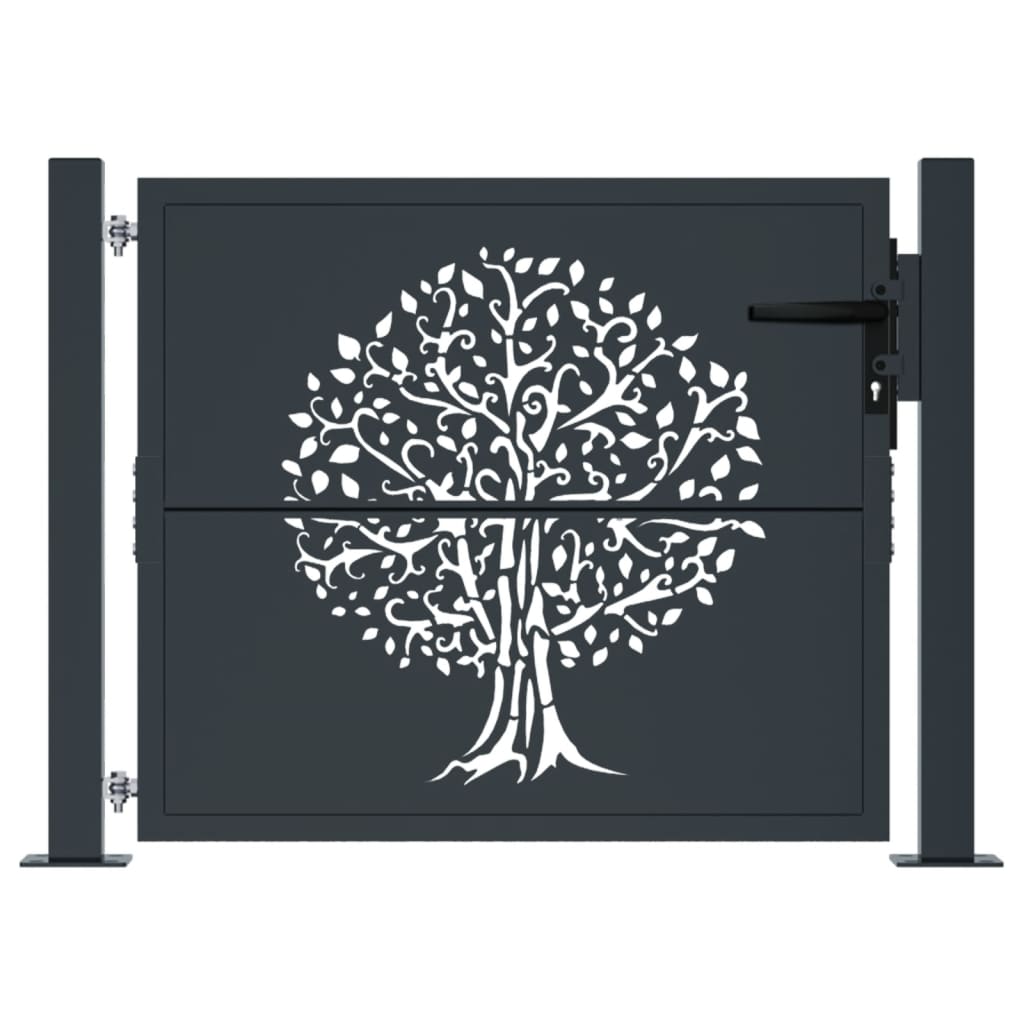VIDAXL -Port 105x80 cm mit Baumdesign Stahl Anthrazit -gelöscht