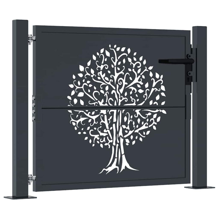 VIDAXL -Port 105x105 cm mit Baumdesign Stahl -Anthrazit -geläutet