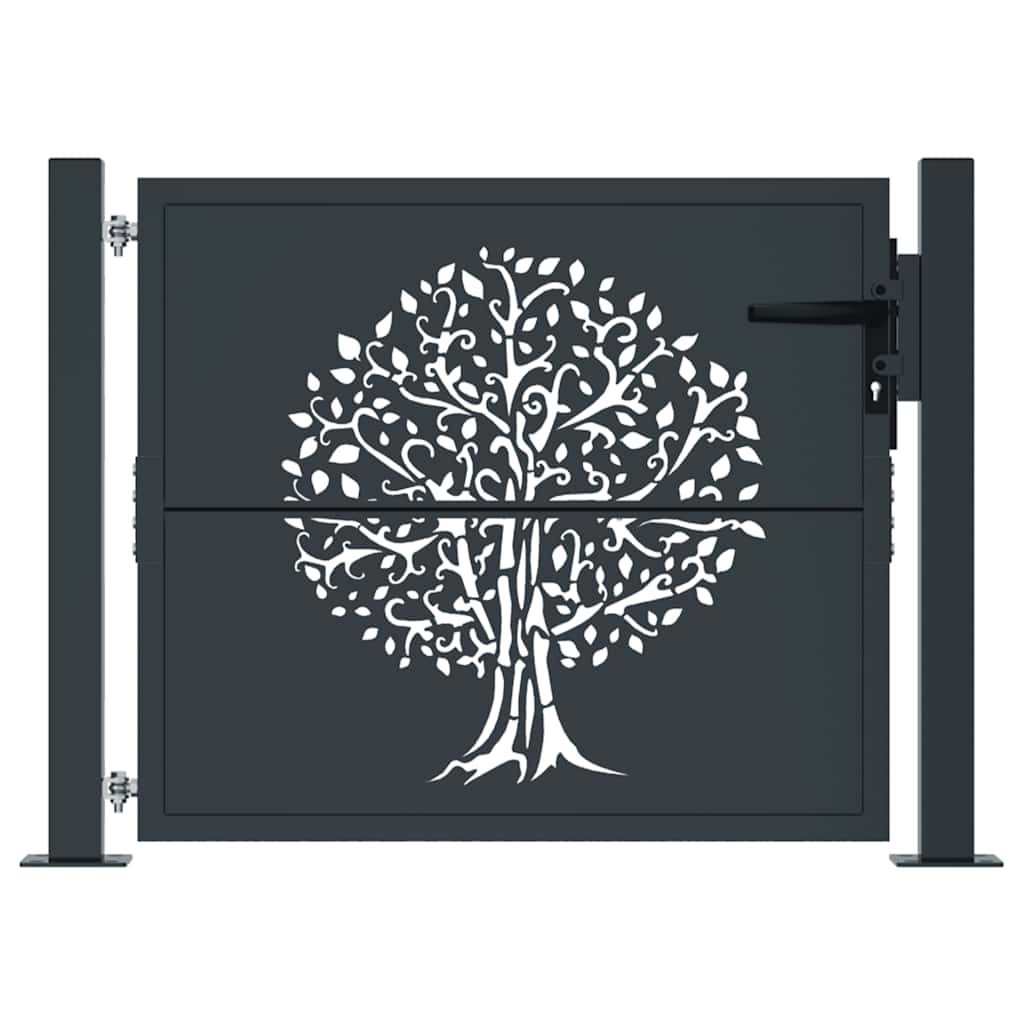 VIDAXL -Port 105x105 cm mit Baumdesign Stahl -Anthrazit -geläutet