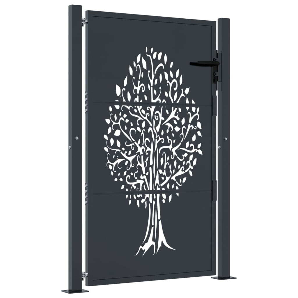 VIDAXL POORT 105x130 cm mit Baumdesign Stahl -Anthrazit -gelöscht