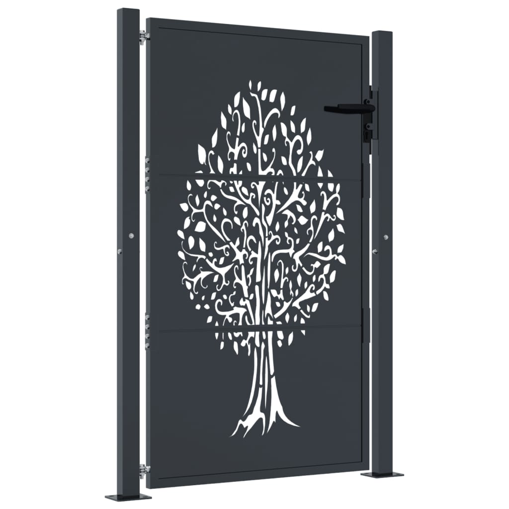 VIDAXL POORT 105x155 cm mit Baumdesign Stahl -Anthrazit -gelöscht