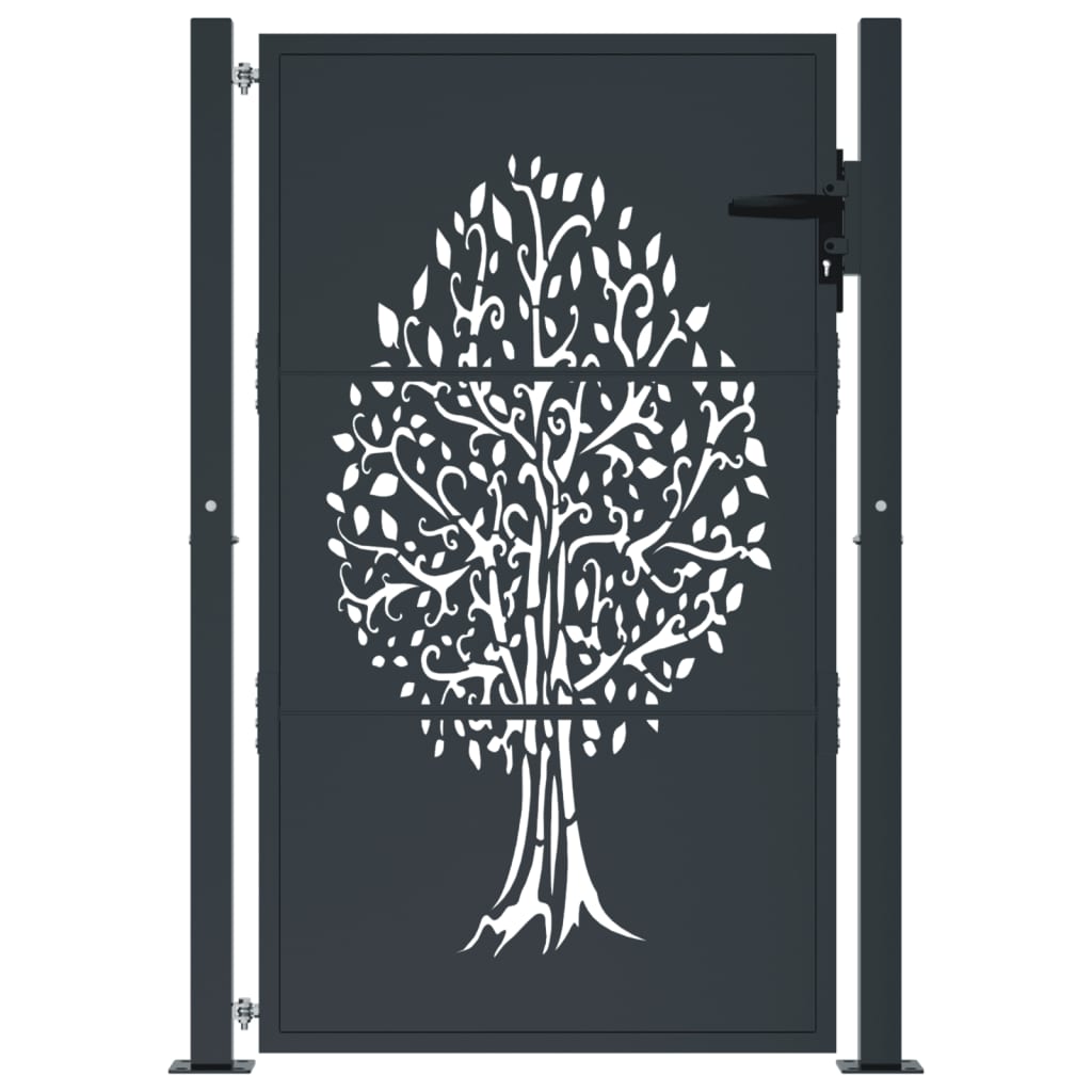 VIDAXL POORT 105x155 cm mit Baumdesign Stahl -Anthrazit -gelöscht