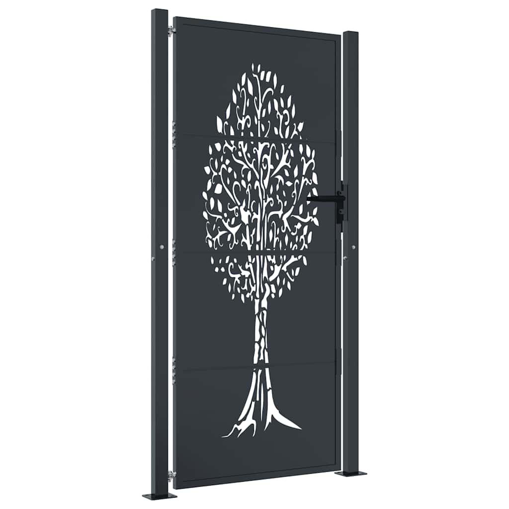 VIDAXL -Port 105x180 cm mit Baumdesign -Stahl -Anthrazit -Verschärfen
