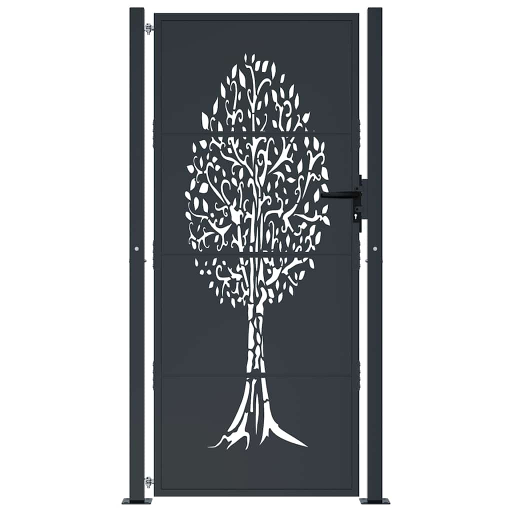 VIDAXL -Port 105x180 cm mit Baumdesign -Stahl -Anthrazit -Verschärfen