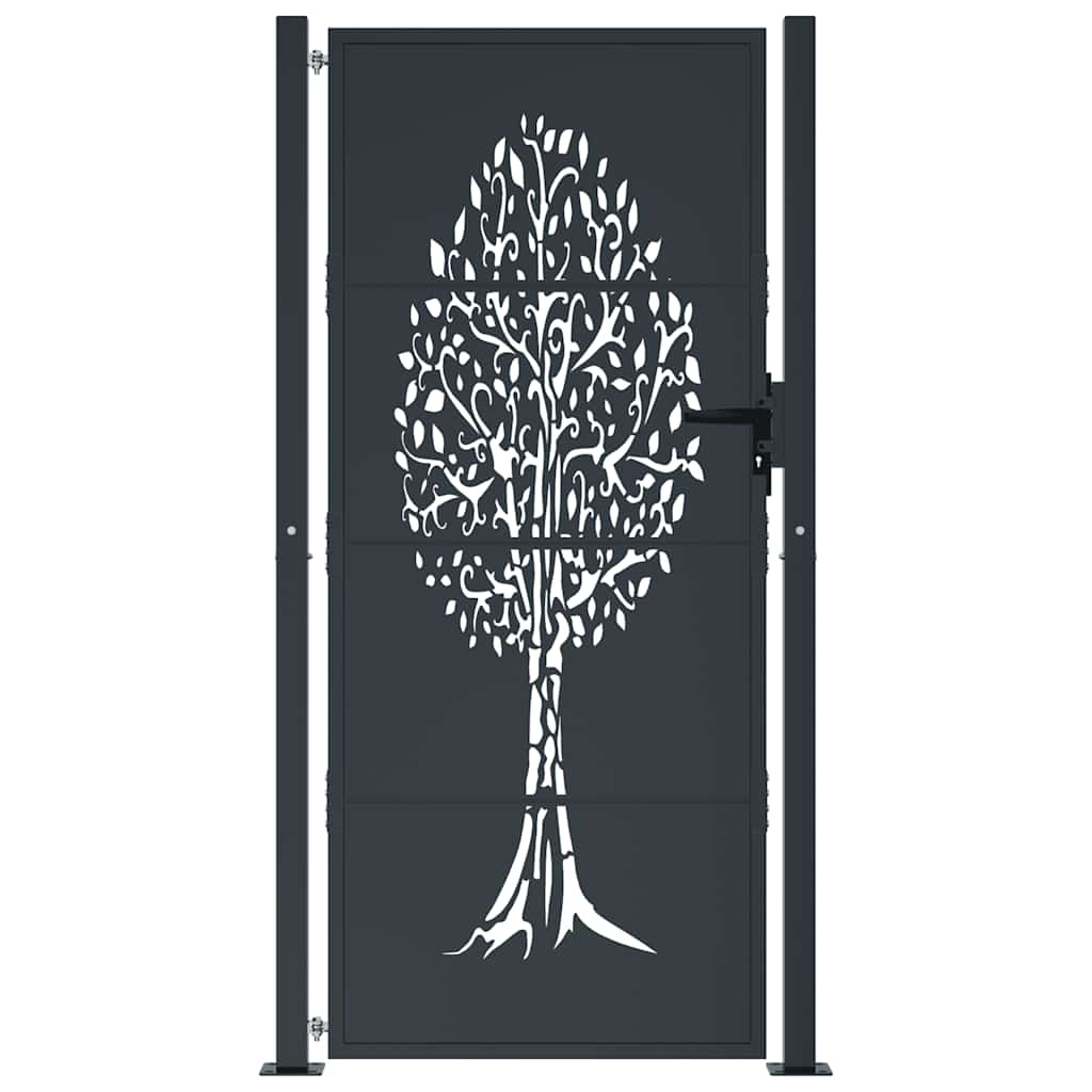 VIDAXL -Port 105x205 cm mit Baumdesign Stahl Anthrazit -gelöscht