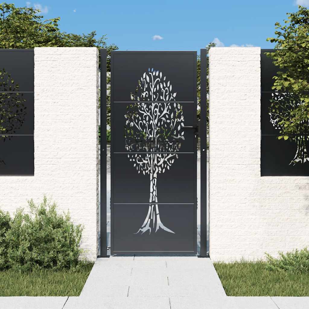 VIDAXL -Port 105x205 cm mit Baumdesign Stahl Anthrazit -gelöscht