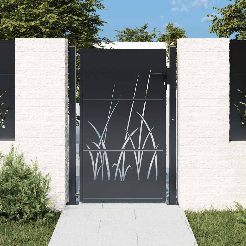 Vidaxl Port 105x130 cm mit Grasdesign Stahl Anthrazit -geläutet