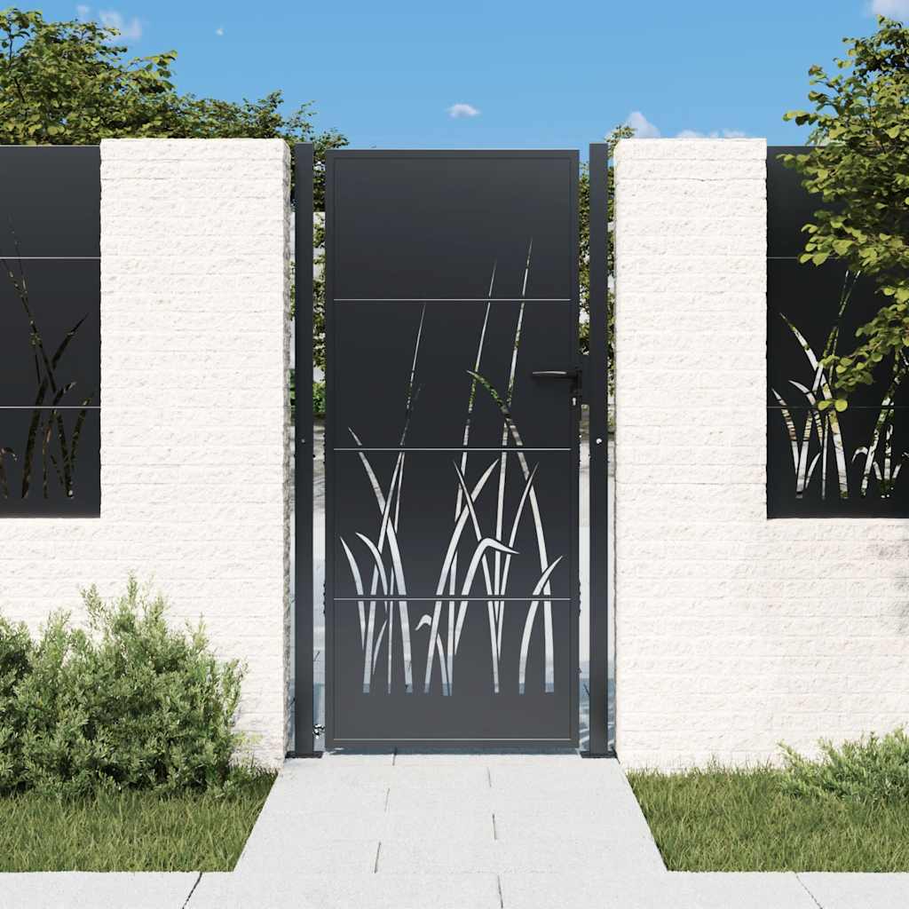 Vidaxl Port 105x205 cm mit Grasdesign Stahl Anthrazit -geläutet