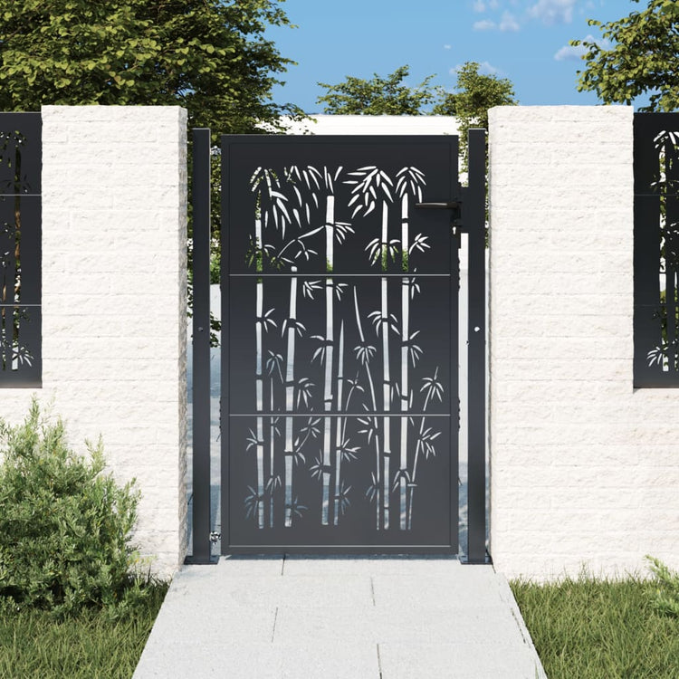 VIDAXL-Anschluss mit Bamboo-Design 105x130 cm Stahl Anthrazitfarben