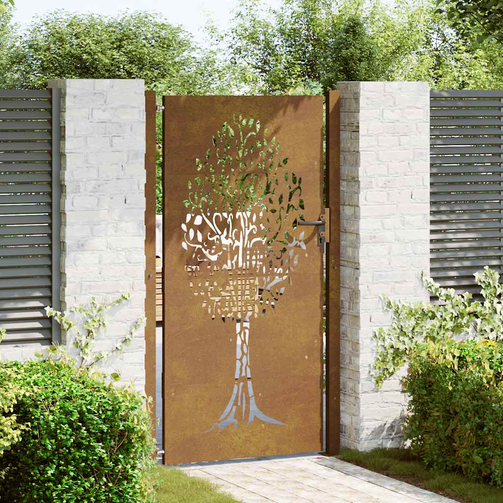Vidaxl Poort 105x205 cm Cortenstaal Boom Design