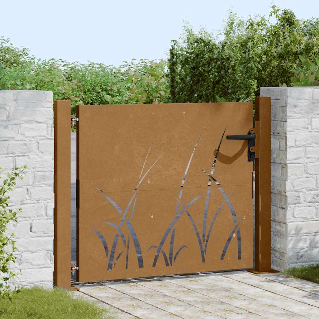 Vidaxl Poort 105x105 cm Grasdesign Cortenstaal