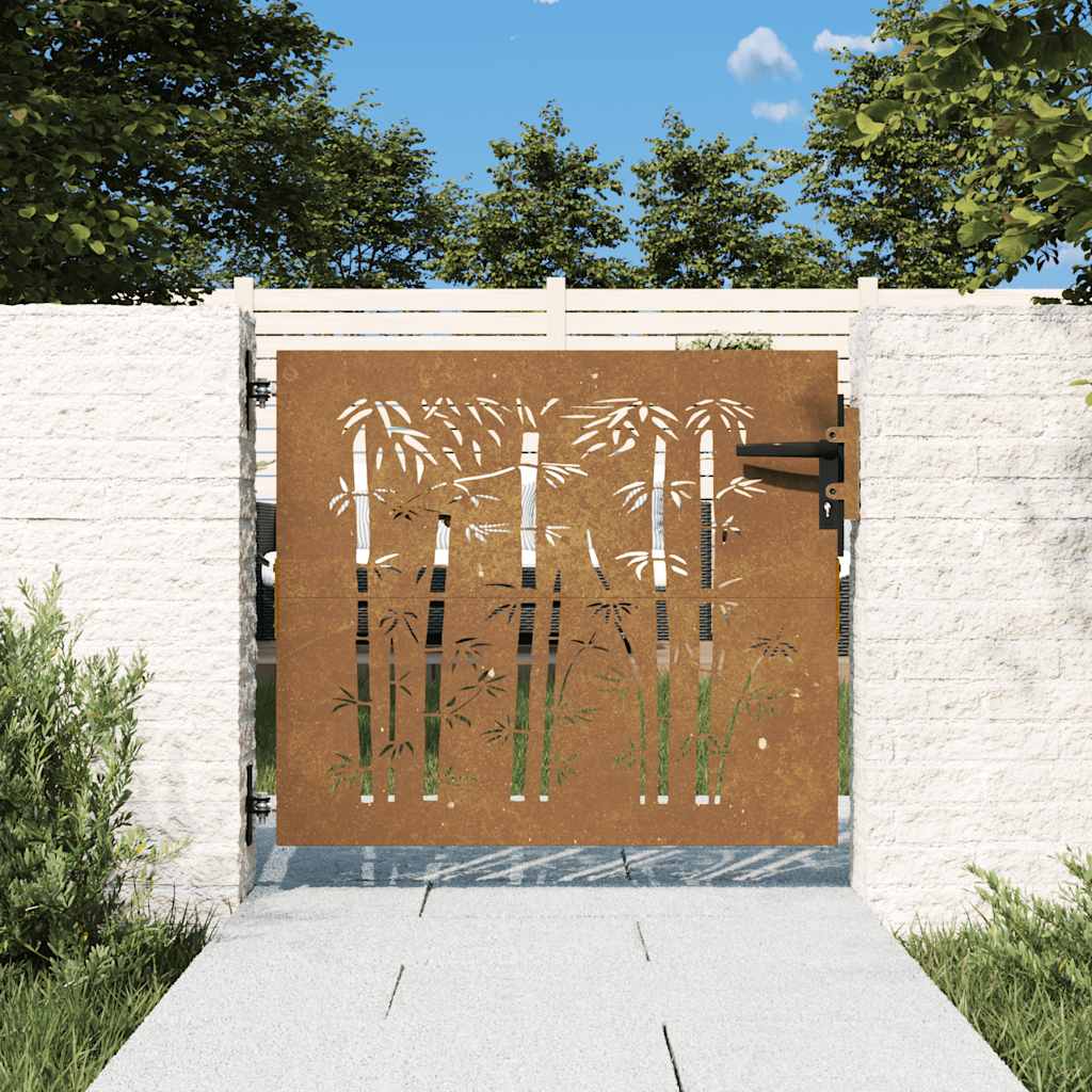 Vidaxl Poort 85x75 cm Bamboo Design Cortenstaal