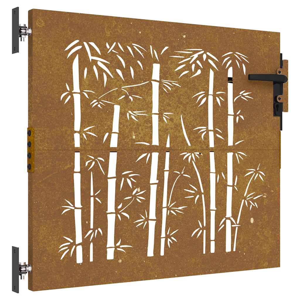 Vidaxl Poort 85x100 cm Bamboo Design Cortenstaal
