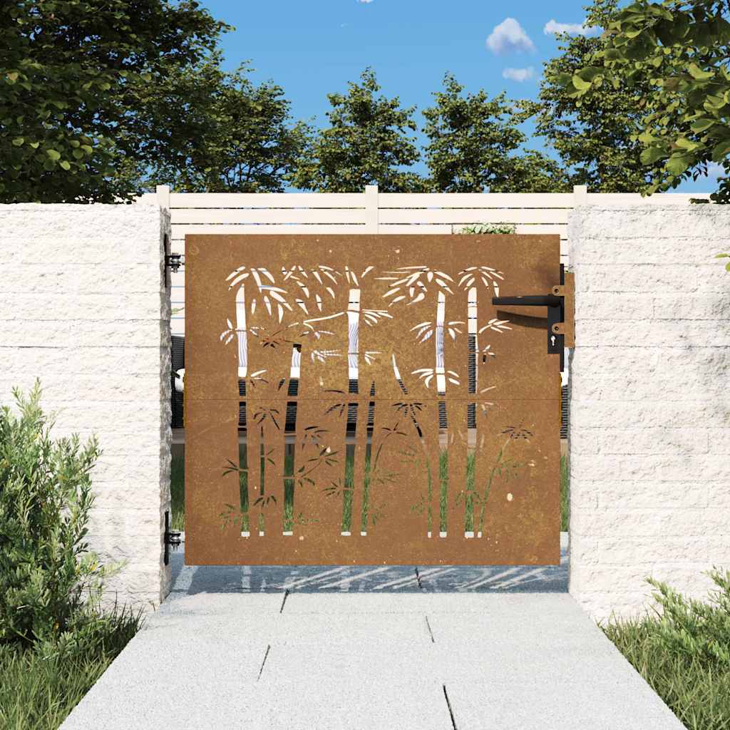 Vidaxl Poort 85x100 cm Bamboo Design Cortenstaal