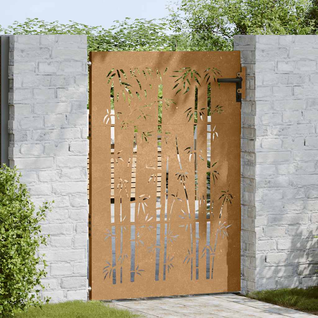 Vidaxl Poort 85x150 cm Bamboo Design Cortenstaal