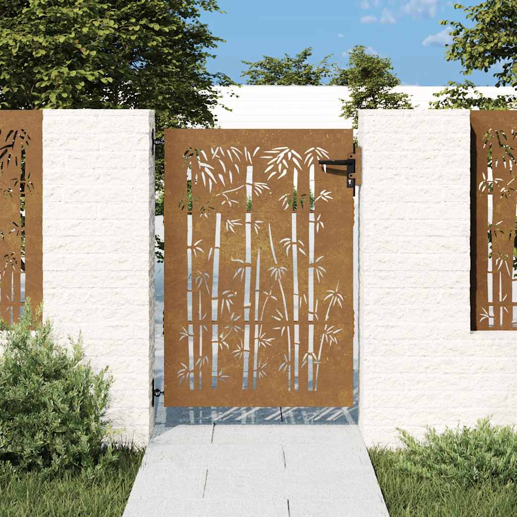 Vidaxl Poort 85x150 cm Bamboo Design Cortenstaal
