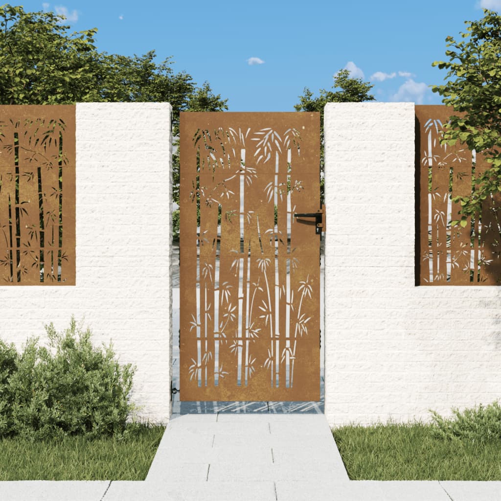 Vidaxl Poort 85x175 cm Bamboo Design Cortenstaal