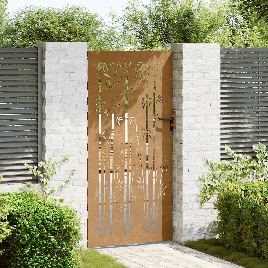VIDAXL -Port 85x200 cm Bamboo Design Cortenstaal