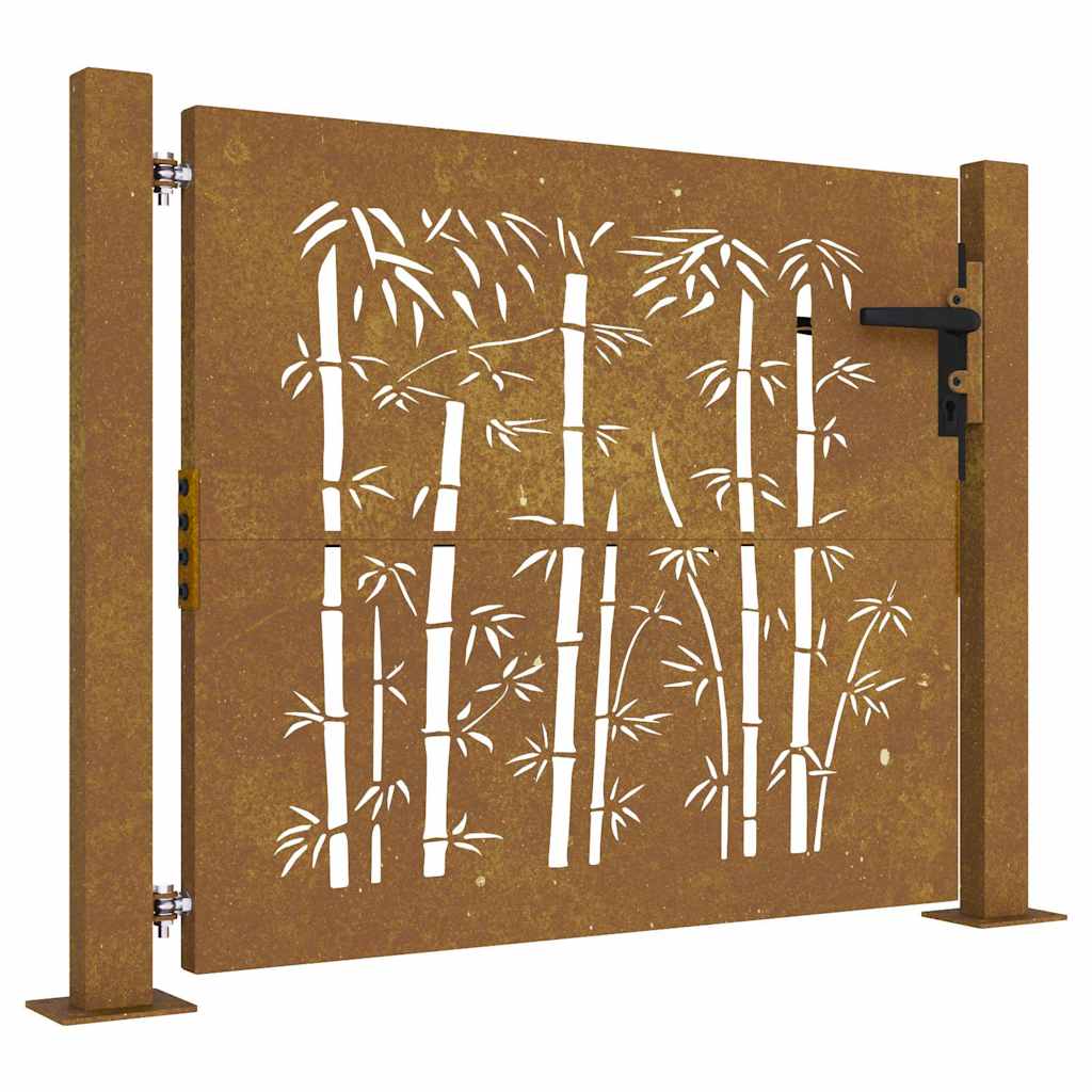 VIDAXL -Port 105x105 cm Bamboo -Design Cortenstaal