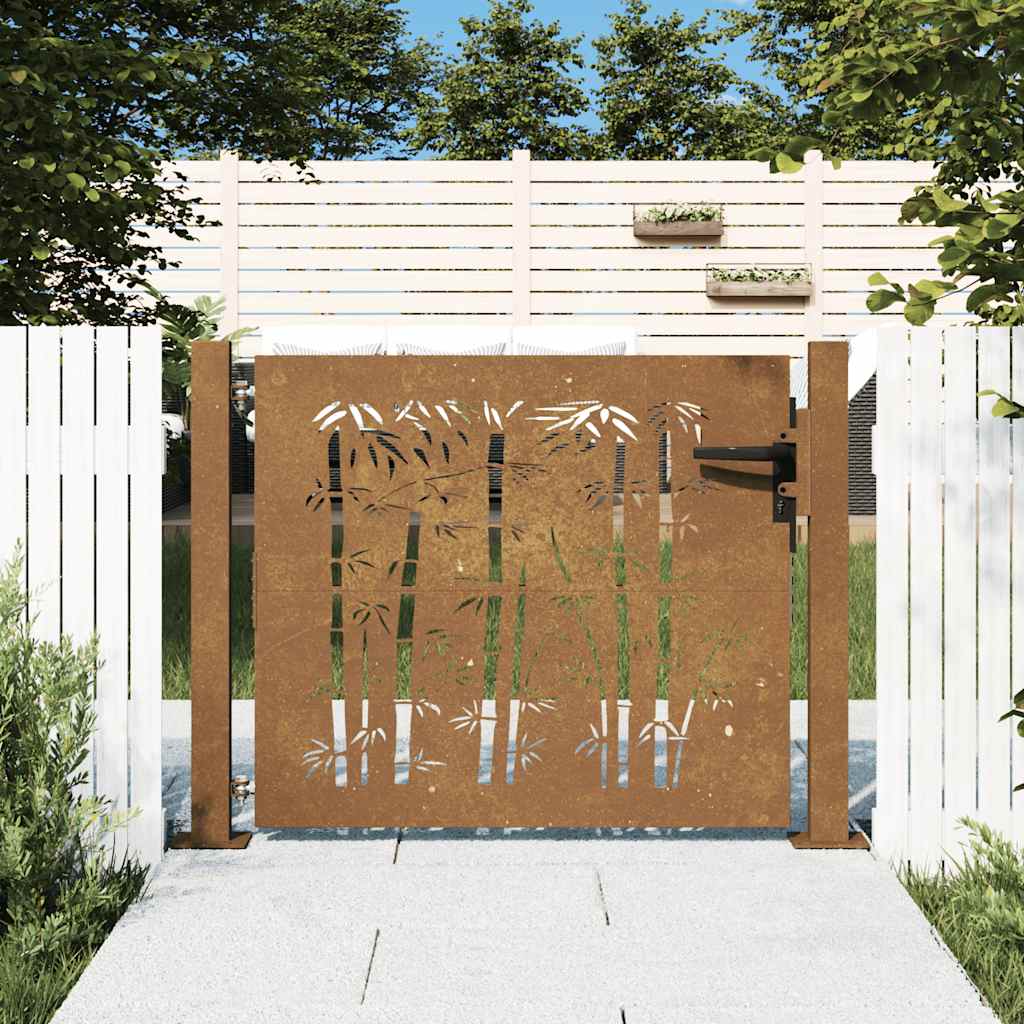 VIDAXL -Port 105x105 cm Bamboo -Design Cortenstaal