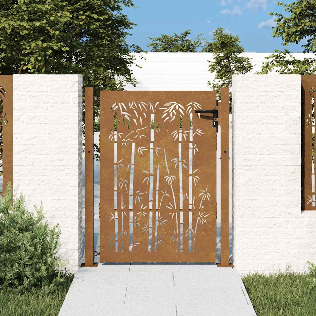 VIDAXL -Port 105x130 cm Bamboo -Design Cortenstaal