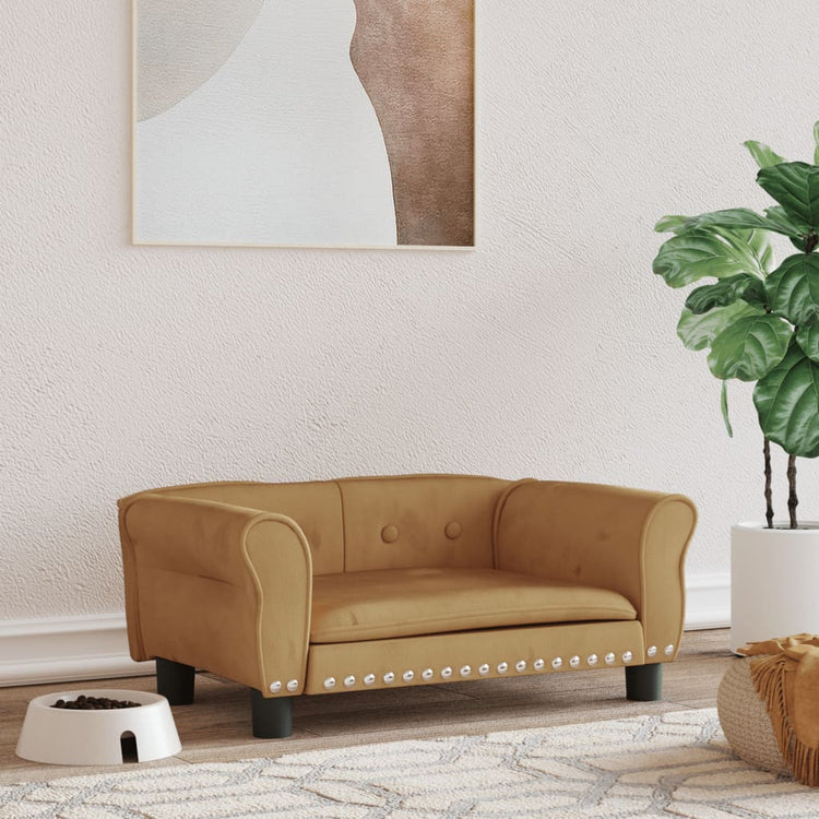 Vidaxl Hundekorb 70x45x30 cm Samtbraun