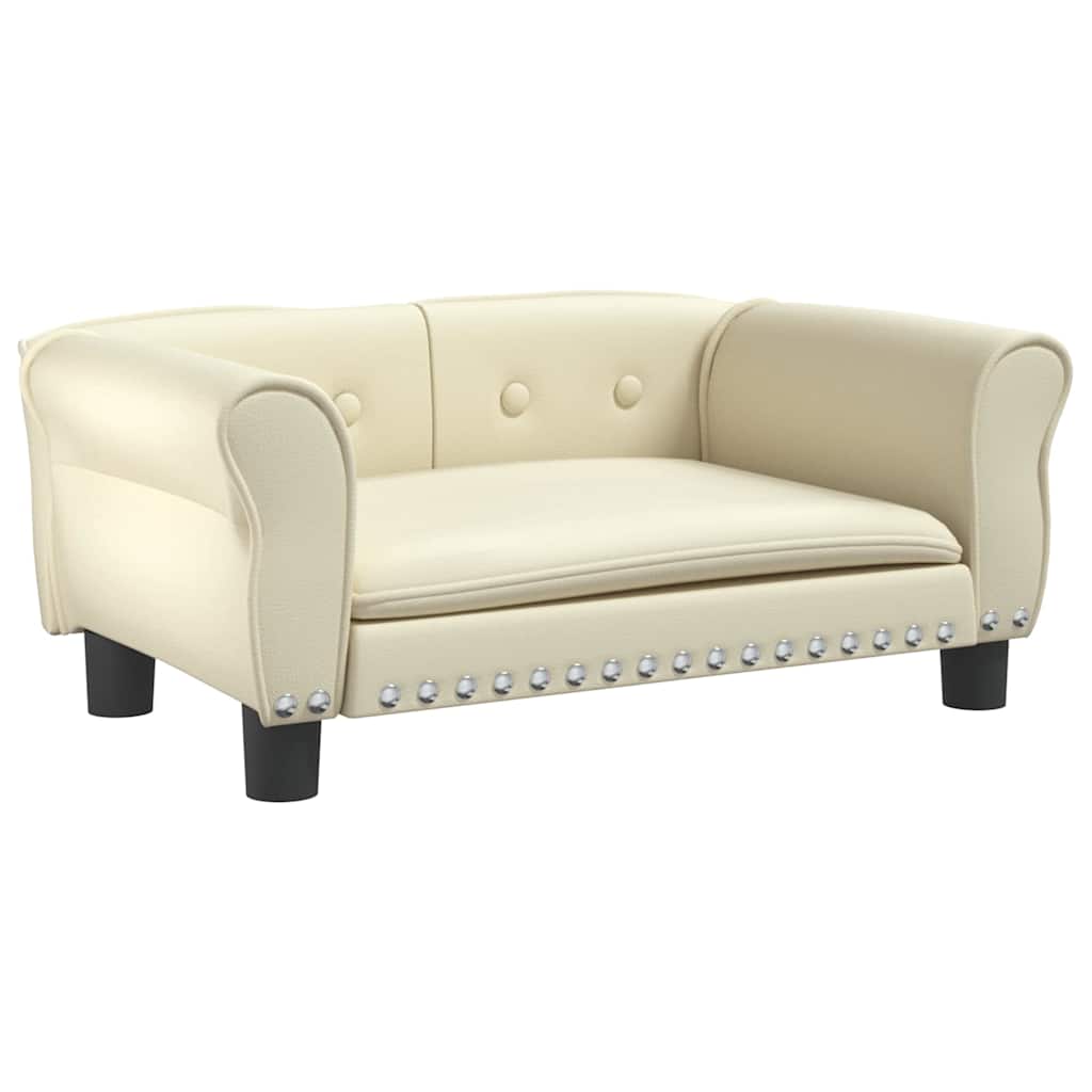 Vidaxxl Hundebett 70x45x30 cm Kunstleder cremefarben