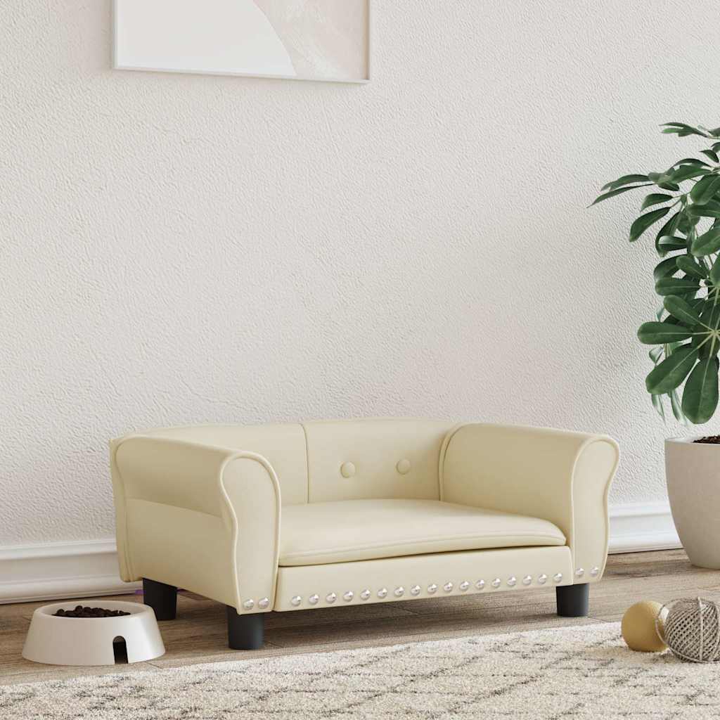 Vidaxxl Hundebett 70x45x30 cm Kunstleder cremefarben