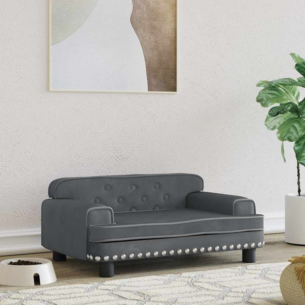 Vidaxl Hundekorb 70x45x30 cm Samt dunkelgrau