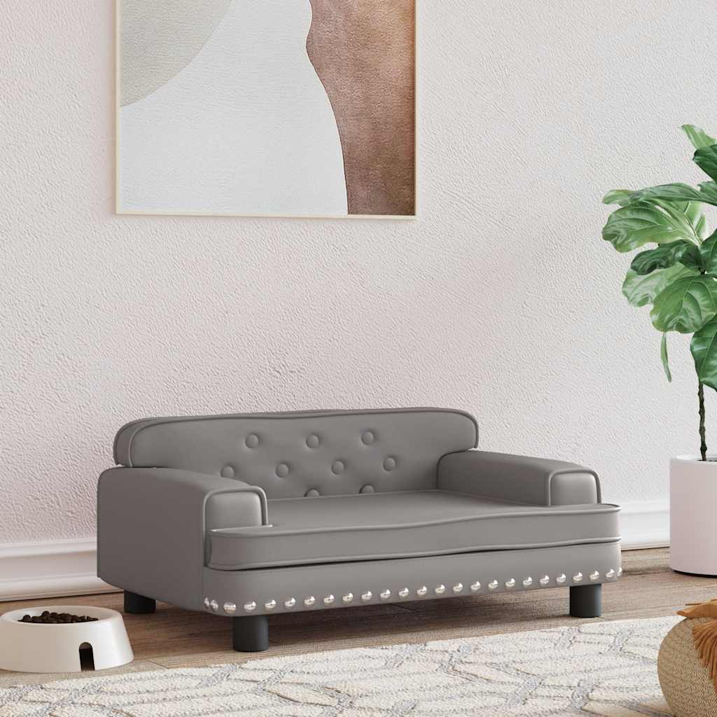 Vidaxl Hundekorb 70x45x30 cm künstliches Ledergrau grau