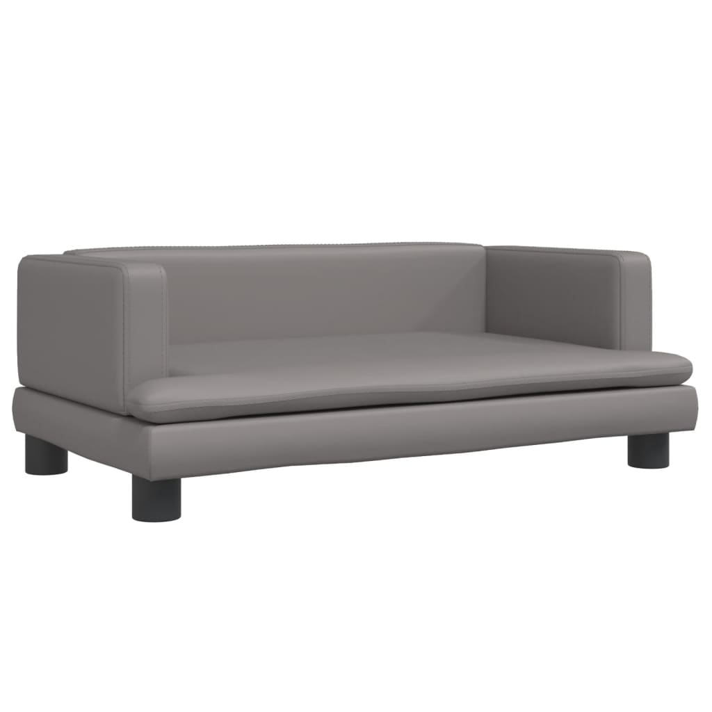 Vidaxl Hundekorb 80x45x30 cm künstliches Ledergrau grau