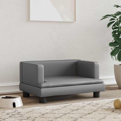 Vidaxl Hundekorb 60x40x30 cm künstliches Ledergrau grau
