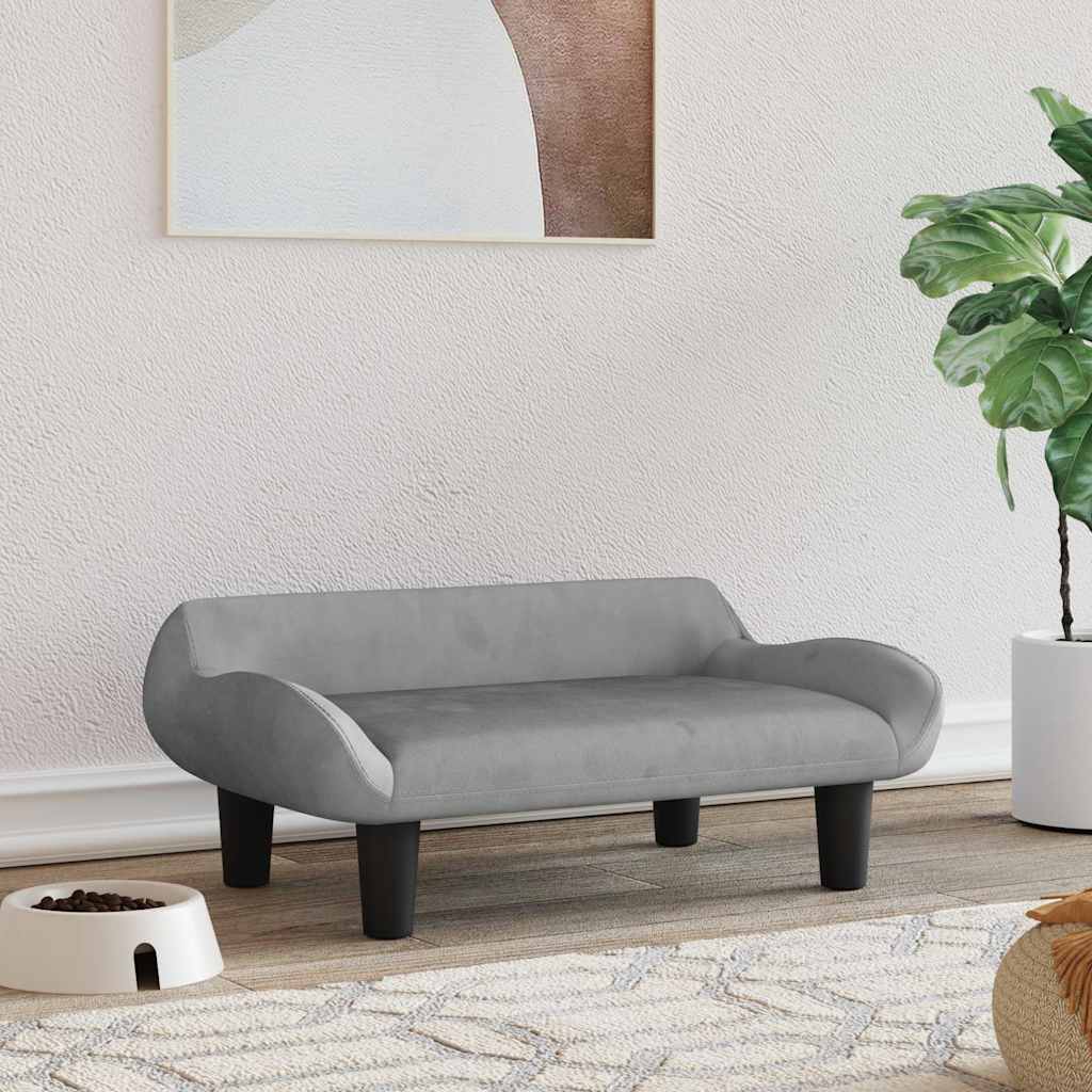 Vidaxl Hundekorb 70x40x24 cm Samt hellgrau