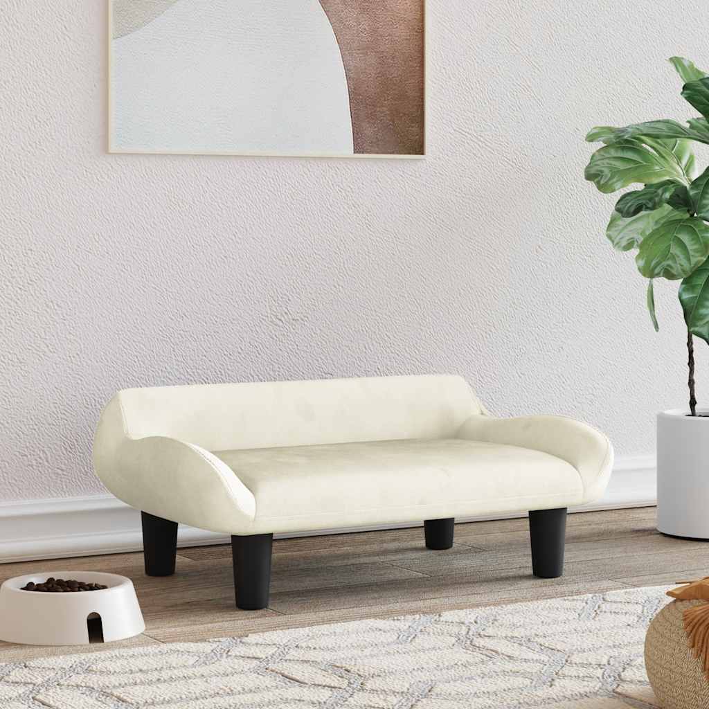 VIDAXL Hundekorb 70x40x24 cm Samtcreme -Colored