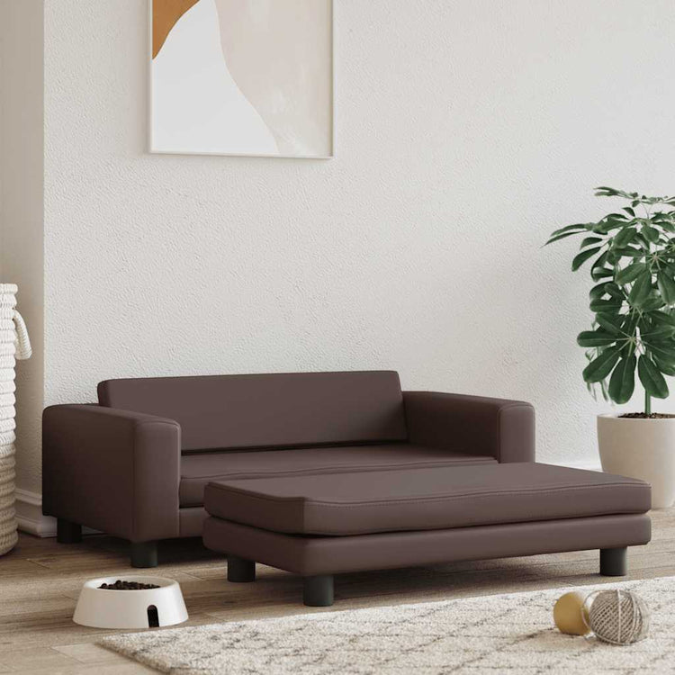 Vidaxl Hundekorb mit Erweiterung 100x50x30 cm künstliches Lederbraun