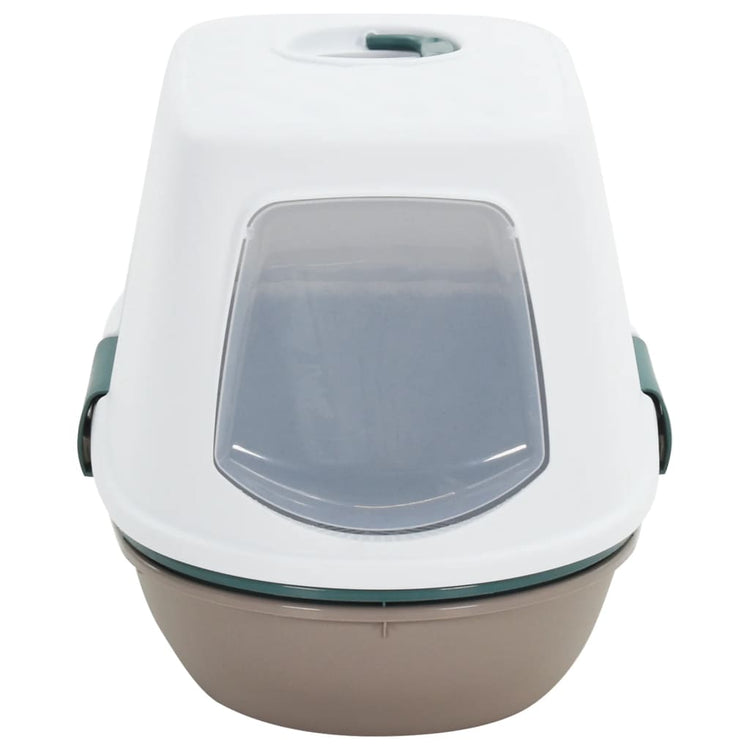VIDAXL -Katzentoilette mit Deckel 58,5 x 39,5 x 43 cm Polypropen weiß und braun
