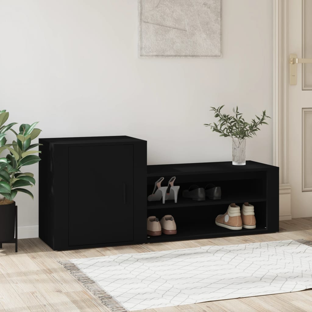 Vidaxl Schuhschrank 130x35x54 cm propertiertes Holzschwarz