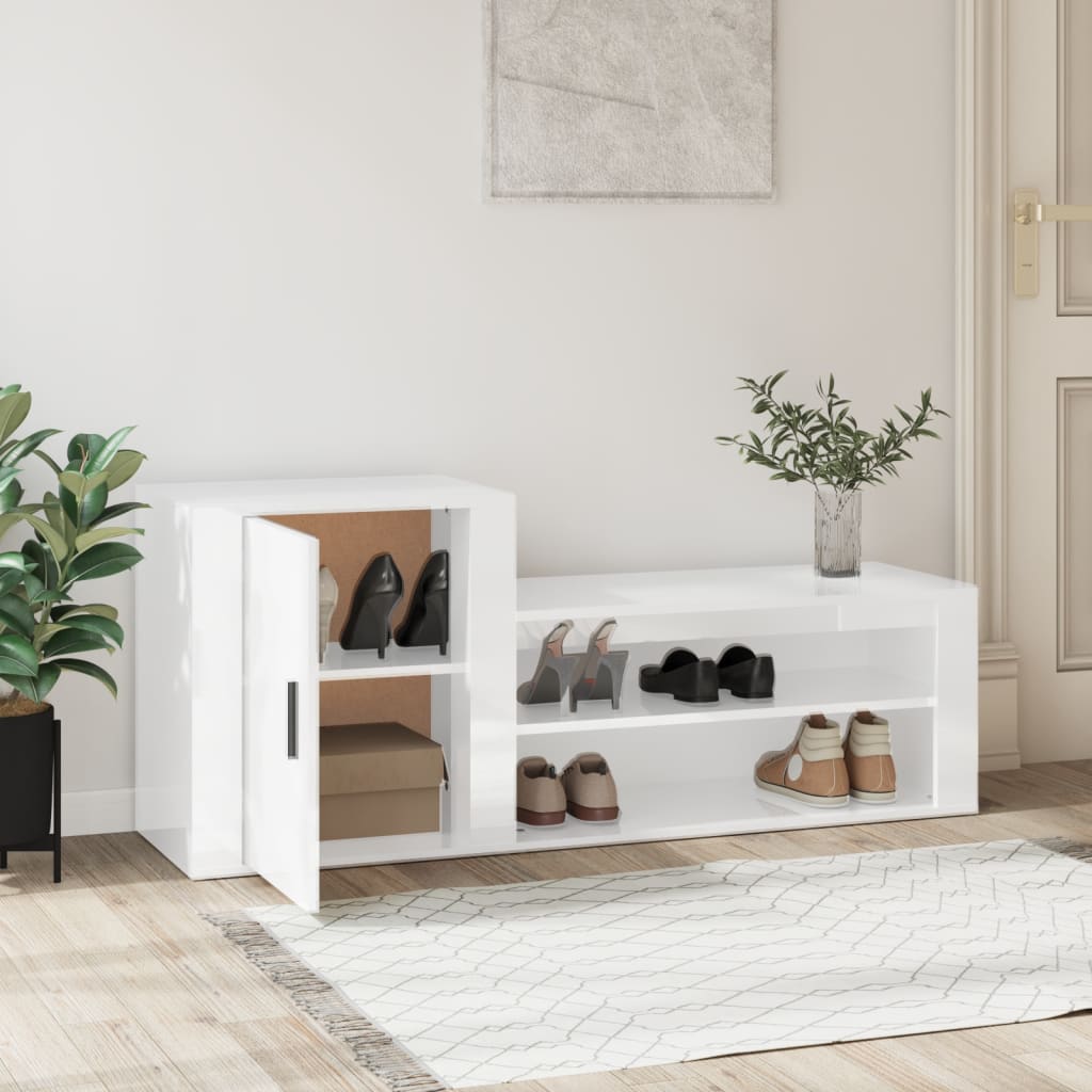 Vidaxl Schuhschrank 130x35x54 cm verarbeitetes Holz Hochglanz weiß
