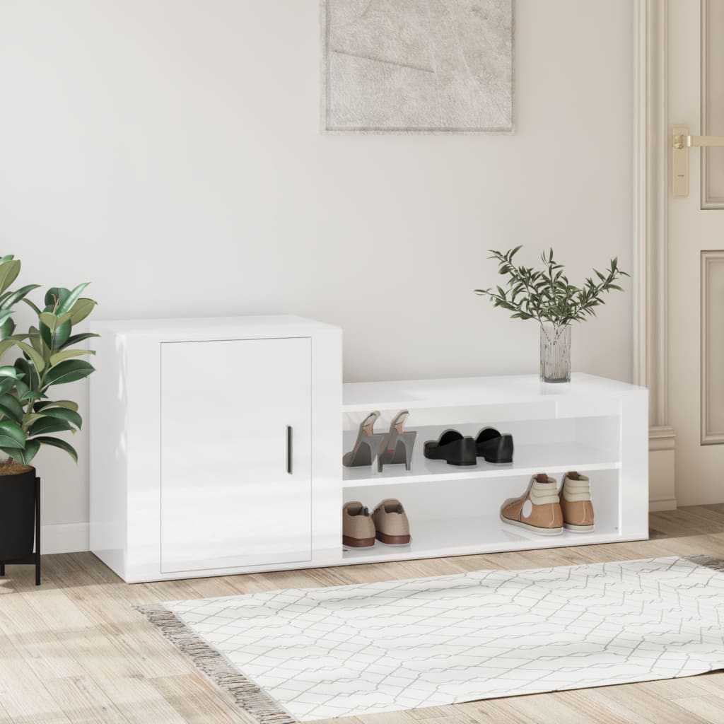 Vidaxl Schuhschrank 130x35x54 cm verarbeitetes Holz Hochglanz weiß