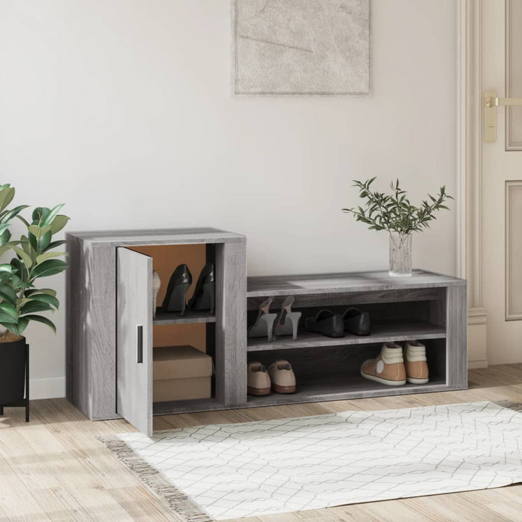VIDAXL -Schuhschrank 130x35x54 cm propertiertes Holzgrau Sonoma