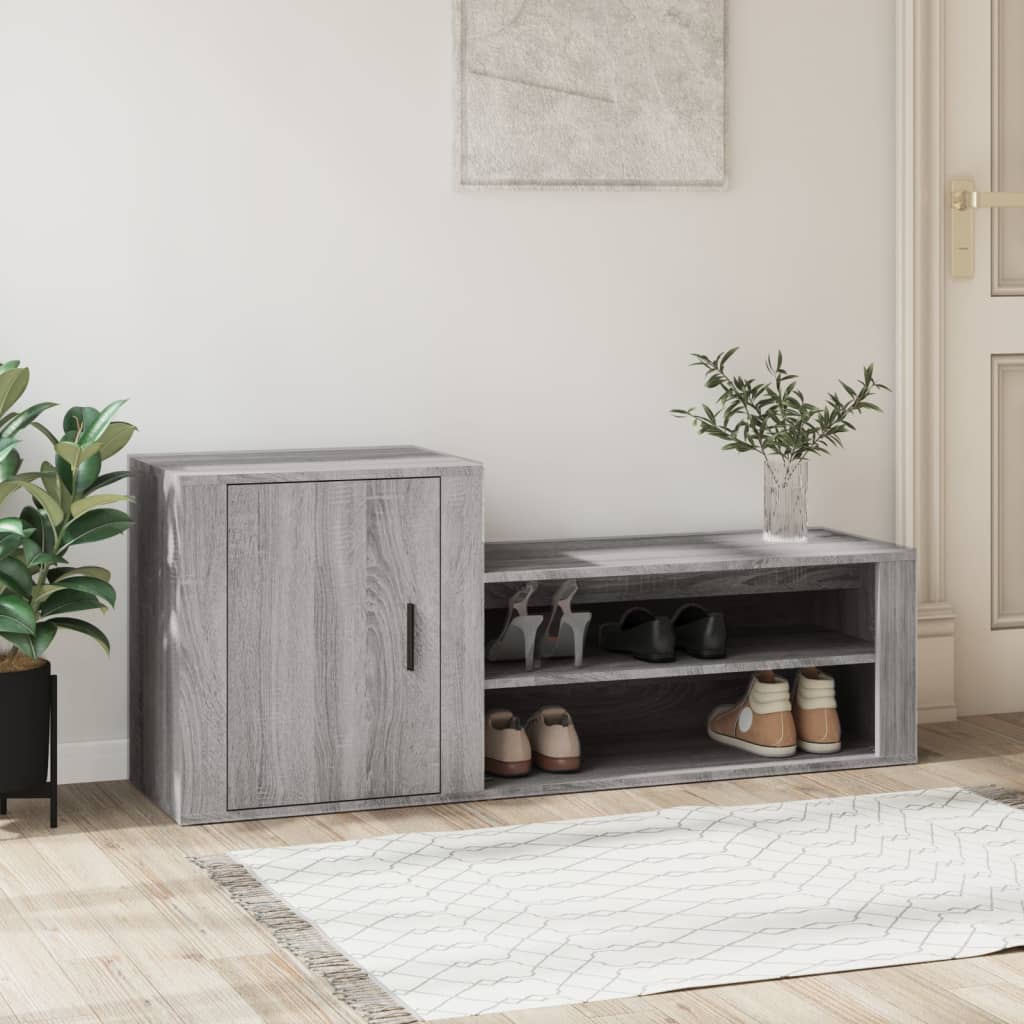 VIDAXL -Schuhschrank 130x35x54 cm propertiertes Holzgrau Sonoma
