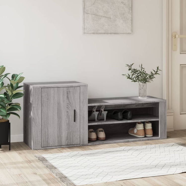 VIDAXL -Schuhschrank 130x35x54 cm propertiertes Holzgrau Sonoma