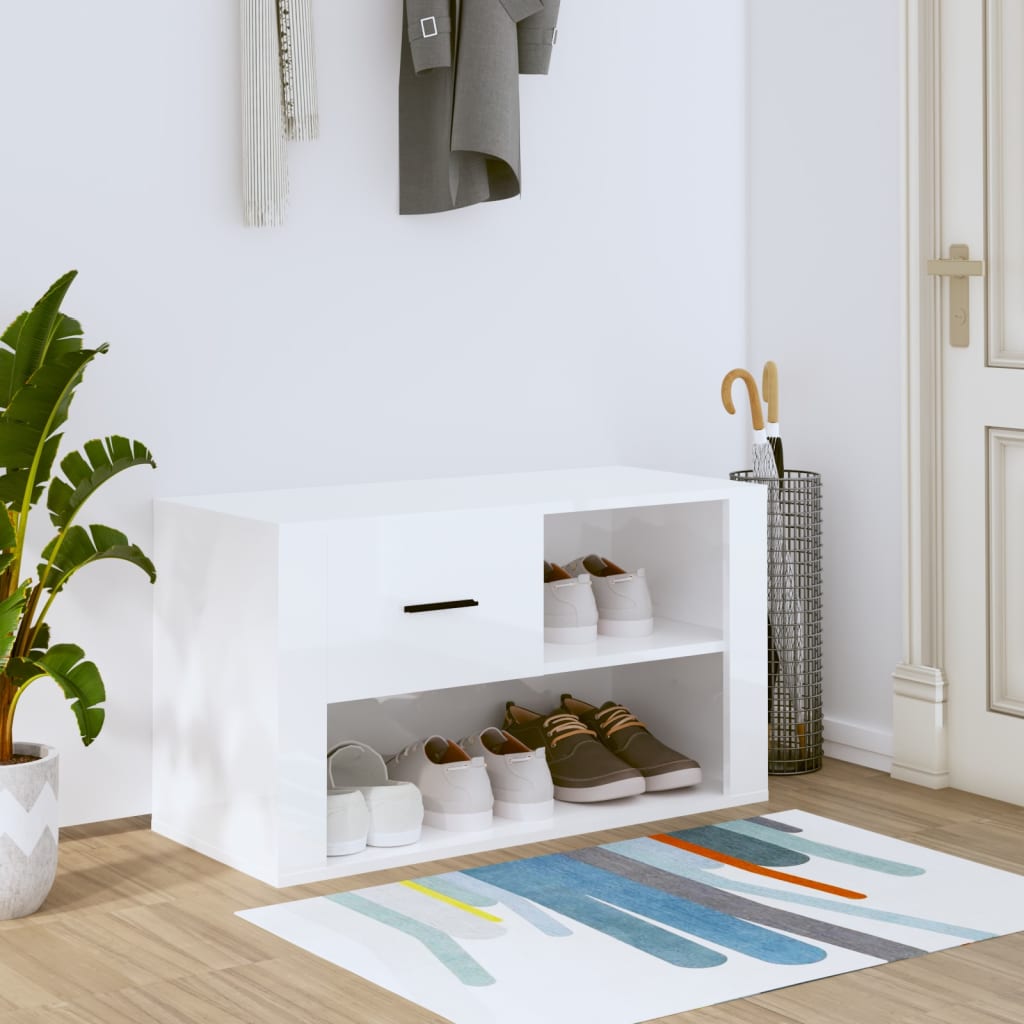 Vidaxl Schuhschrank 80x35x45 cm propertiertes Holz Hochglanz weiß