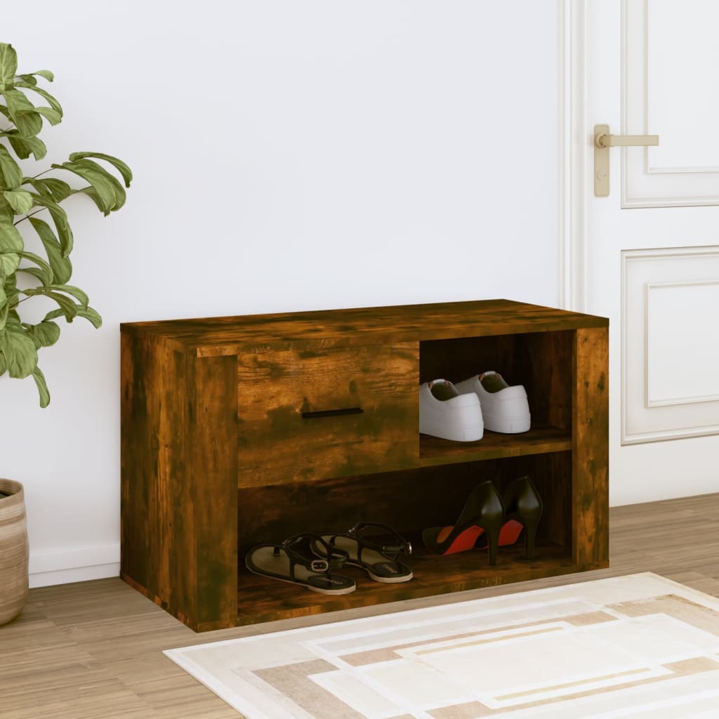 VIDAXL -Schuhschrank 80x35x45 cm Eigenschaften mit geräuchertem Eichenfarbe farbig