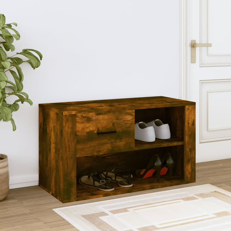 VIDAXL -Schuhschrank 80x35x45 cm Eigenschaften mit geräuchertem Eichenfarbe farbig