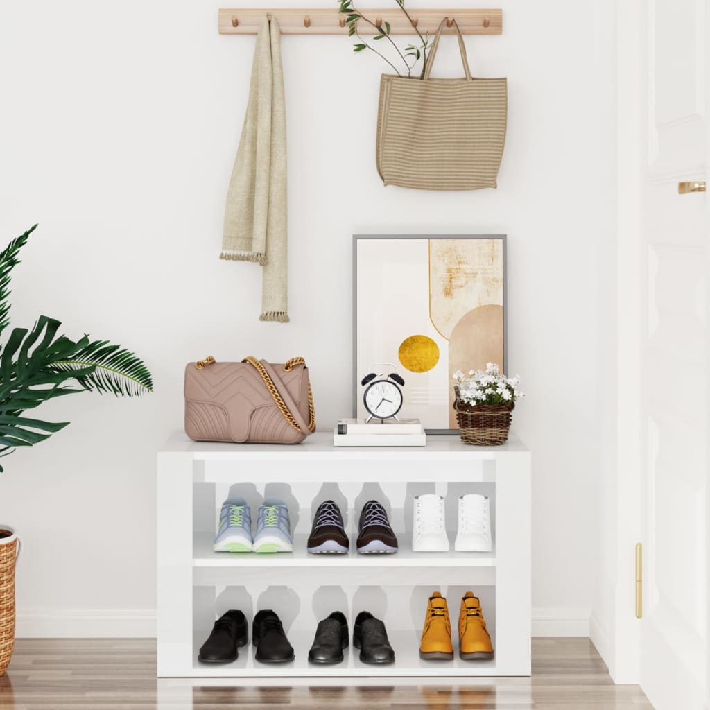 VIDAXL -Schuhregal 75x35x45 cm verarbeitetes Holz Hochglanz weiß