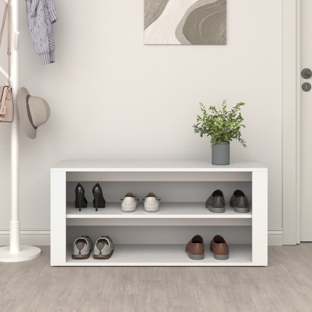 VIDAXL -Schuhregal 100x35x45 cm verarbeitetes Holz weiß